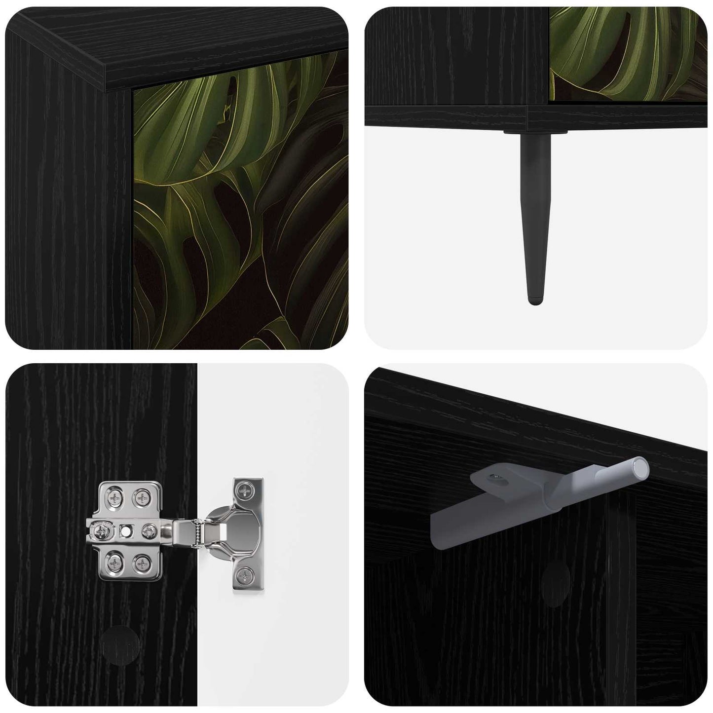 TV Cabinet ELBURG 102 x 33 x 51 cm Black Oak Engineered Wood