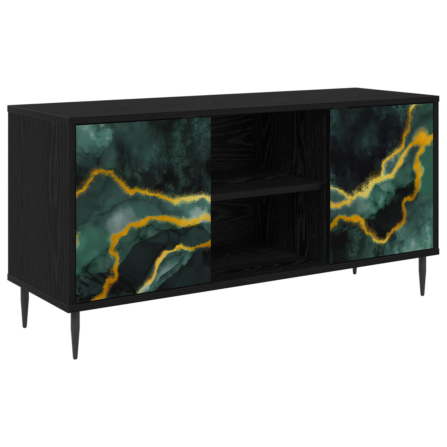 TV Cabinet WIJHE 102 x 33 x 51 cm Black Oak Engineered Wood