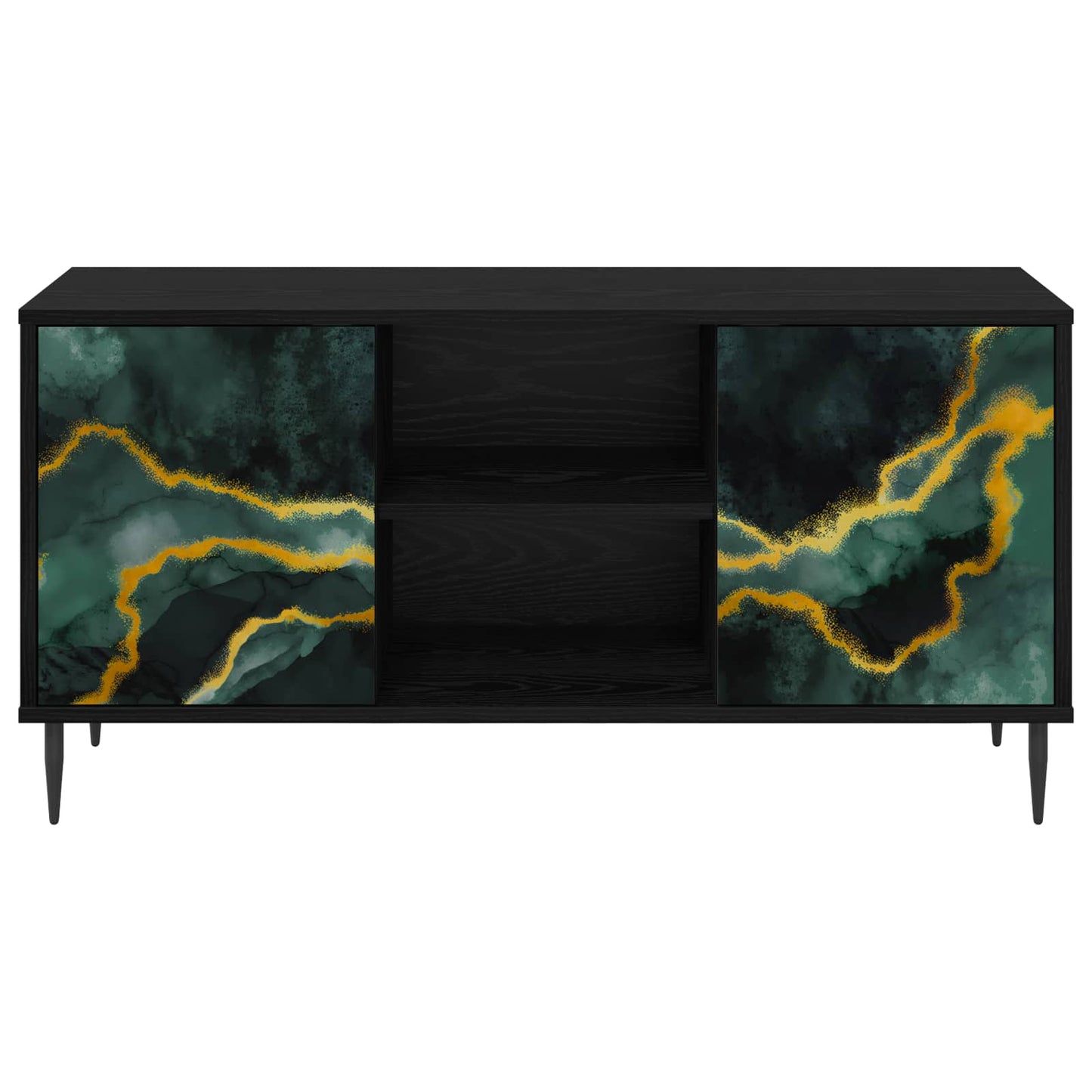 TV Cabinet WIJHE 102 x 33 x 51 cm Black Oak Engineered Wood