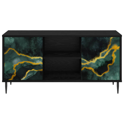 TV Cabinet WIJHE 102 x 33 x 51 cm Black Oak Engineered Wood