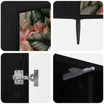 TV Cabinet BORNE 102 x 33 x 51 cm Black Oak Engineered Wood