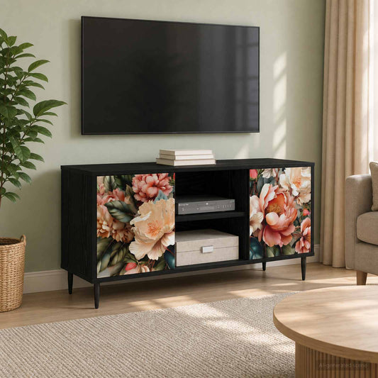 TV Cabinet BORNE 102 x 33 x 51 cm Black Oak Engineered Wood