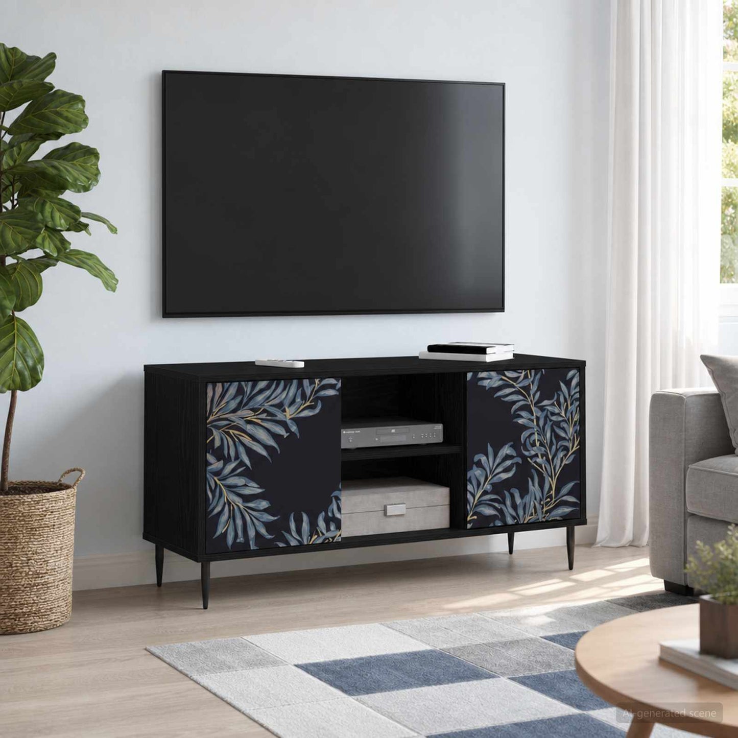 TV Cabinet DOKKUM 102 x 33 x 51 cm Black Oak Engineered Wood