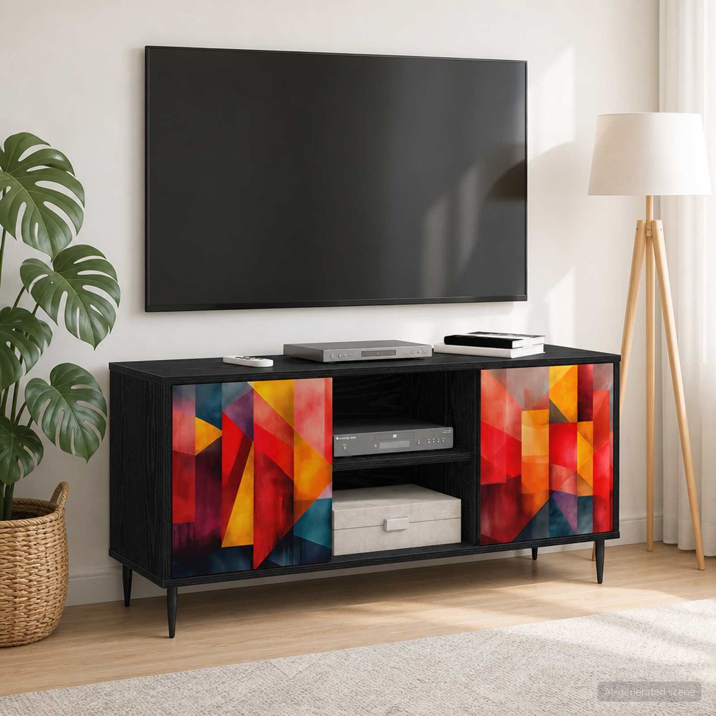 TV Cabinet HEESCH 102 x 33 x 51 cm Black Oak Engineered Wood