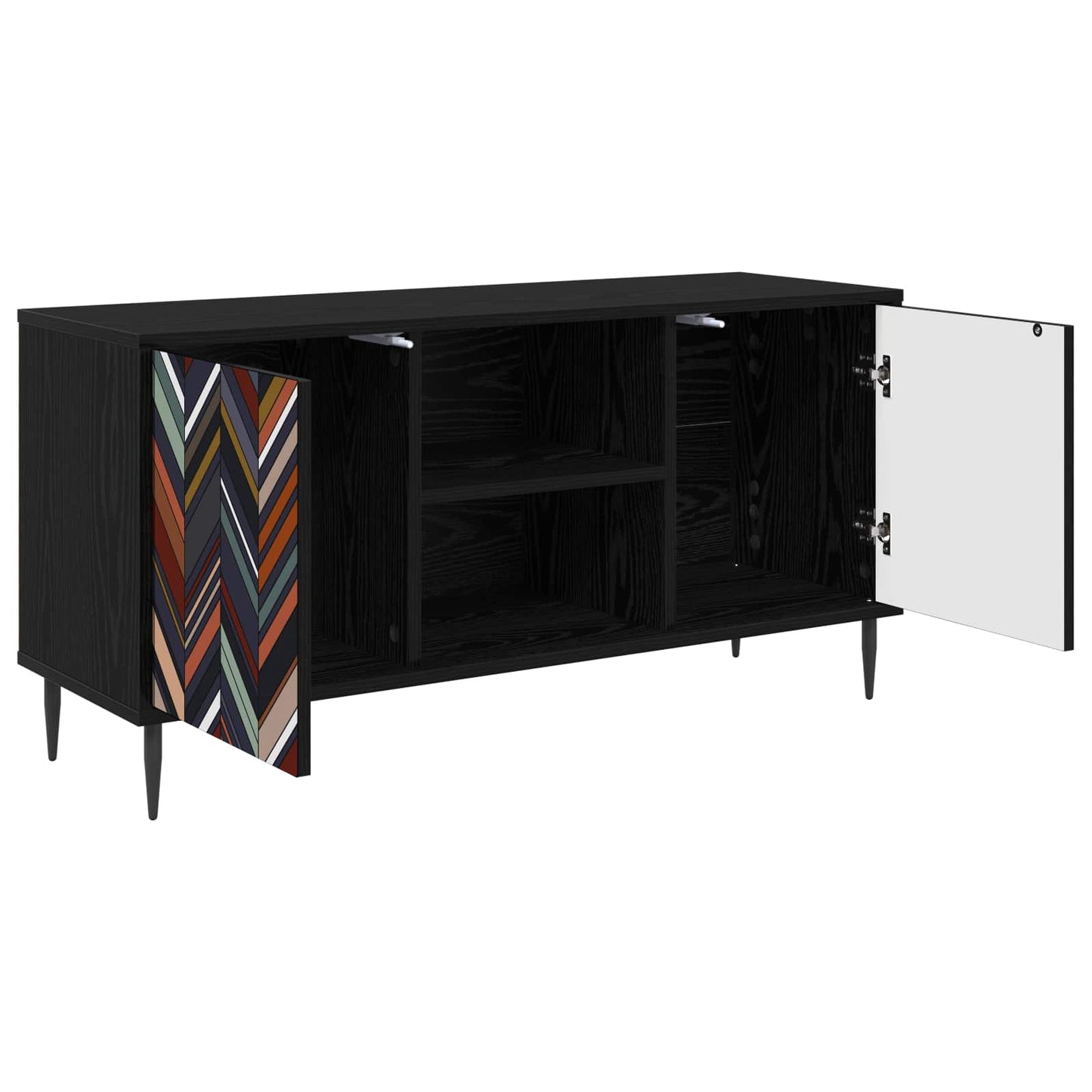 TV Cabinet OMMEN 102 x 33 x 51 cm Black Oak Engineered Wood