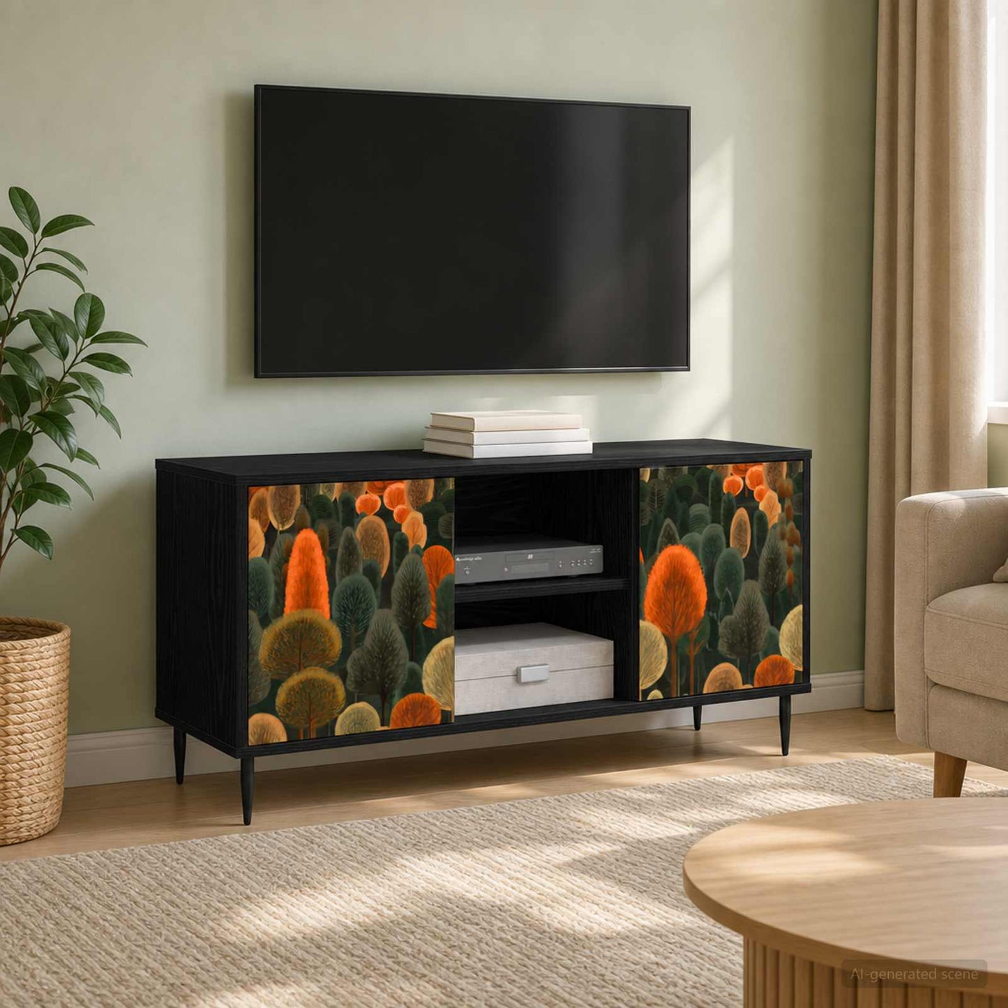 TV Cabinet ZAANDAM 102 x 33 x 51 cm Black Oak Engineered Wood