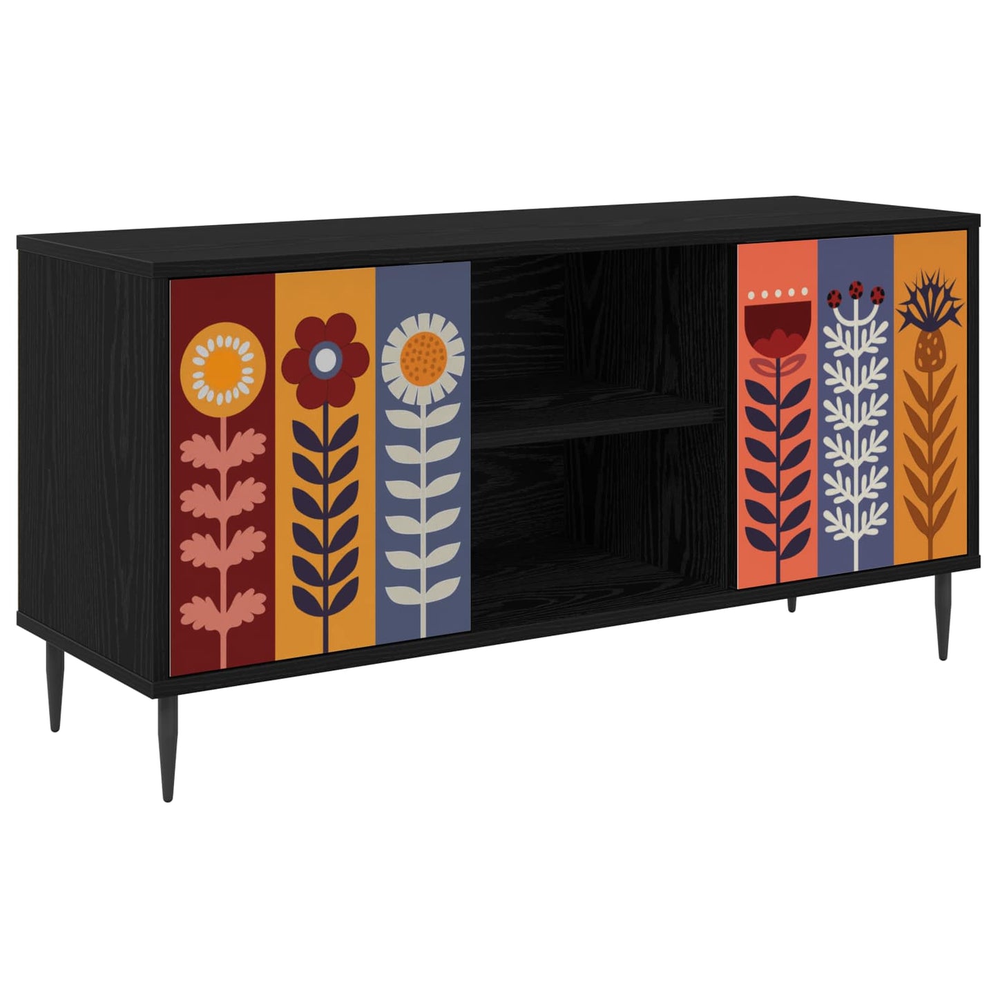 TV Cabinet ESSEN 102 x 33 x 51 cm Black Oak Engineered Wood