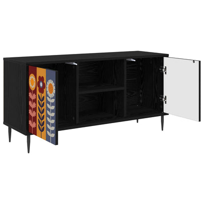 TV Cabinet ESSEN 102 x 33 x 51 cm Black Oak Engineered Wood