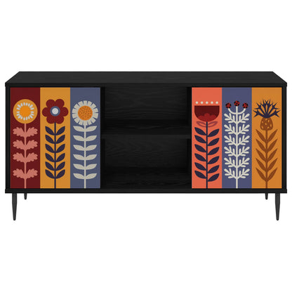 TV Cabinet ESSEN 102 x 33 x 51 cm Black Oak Engineered Wood