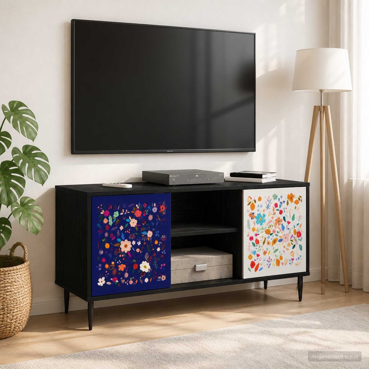TV Cabinet MAINZ 102 x 33 x 51 cm Black Oak Engineered Wood