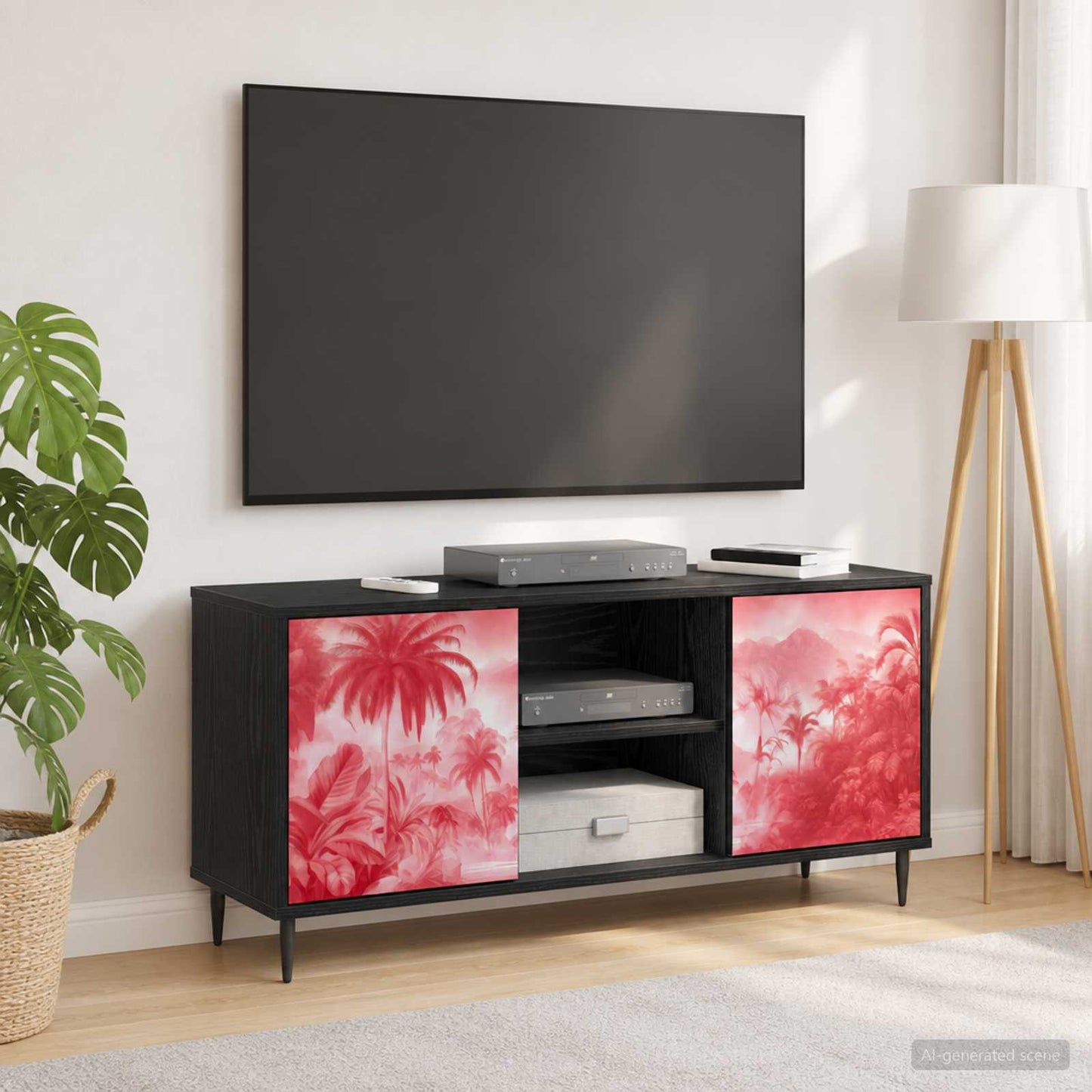 TV Cabinet AACHEN 102 x 33 x 51 cm Black Oak Engineered Wood