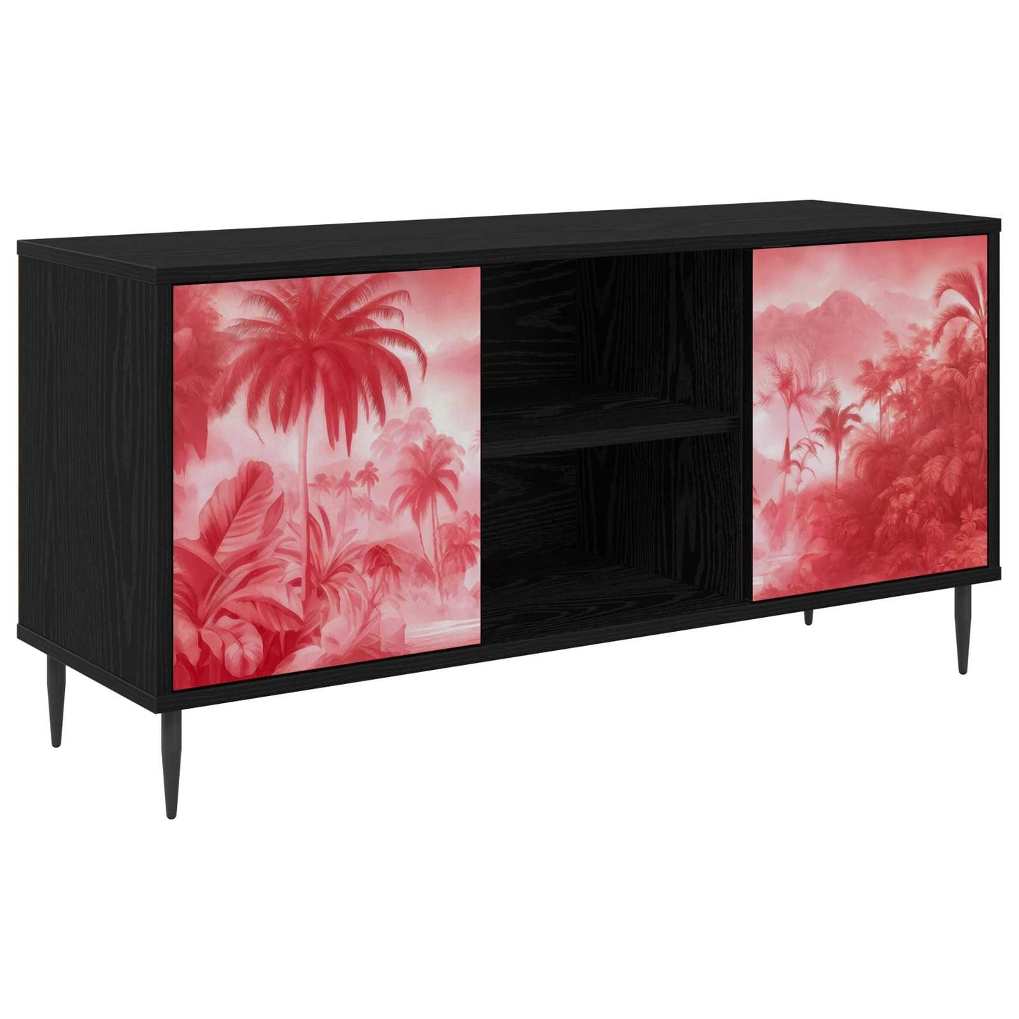 TV Cabinet AACHEN 102 x 33 x 51 cm Black Oak Engineered Wood