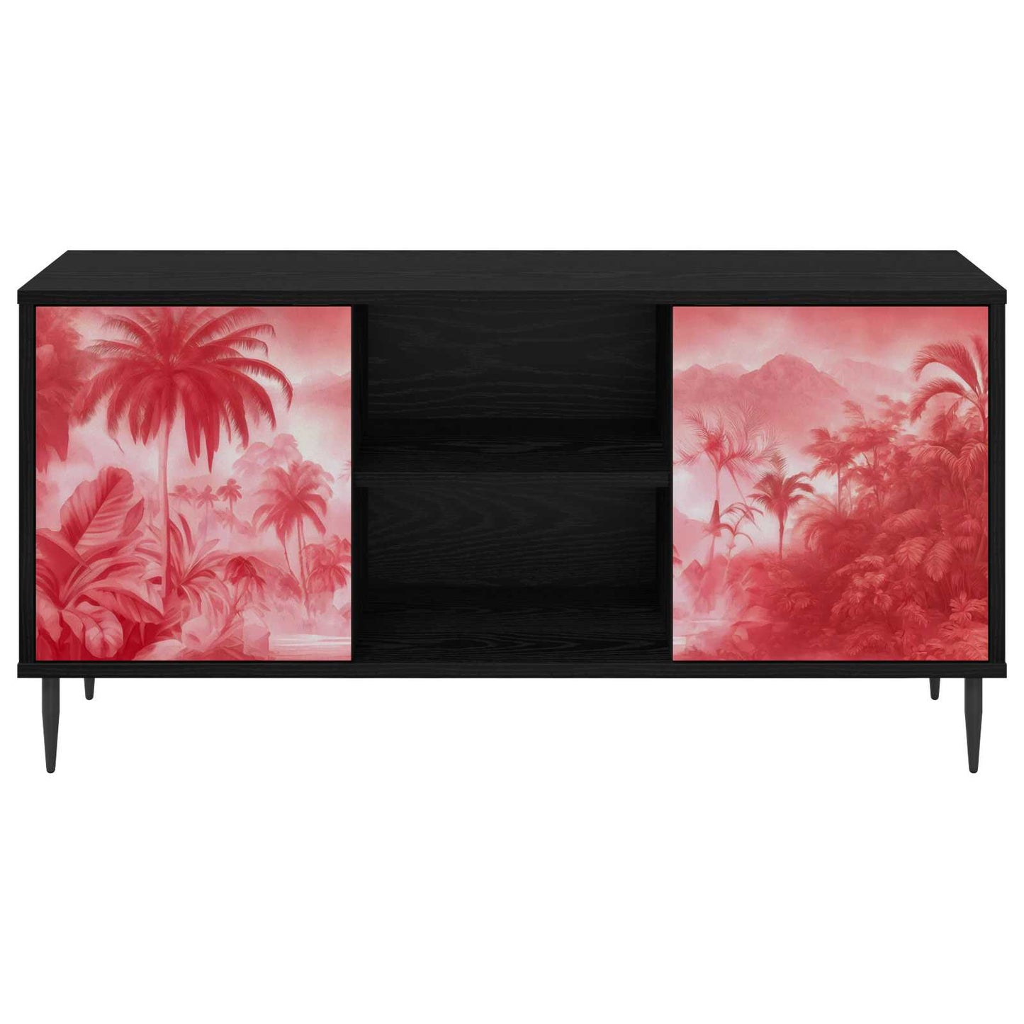 TV Cabinet AACHEN 102 x 33 x 51 cm Black Oak Engineered Wood
