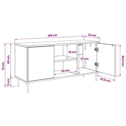 TV Cabinet BREMEN 102 x 33 x 51 cm Black Oak Engineered Wood