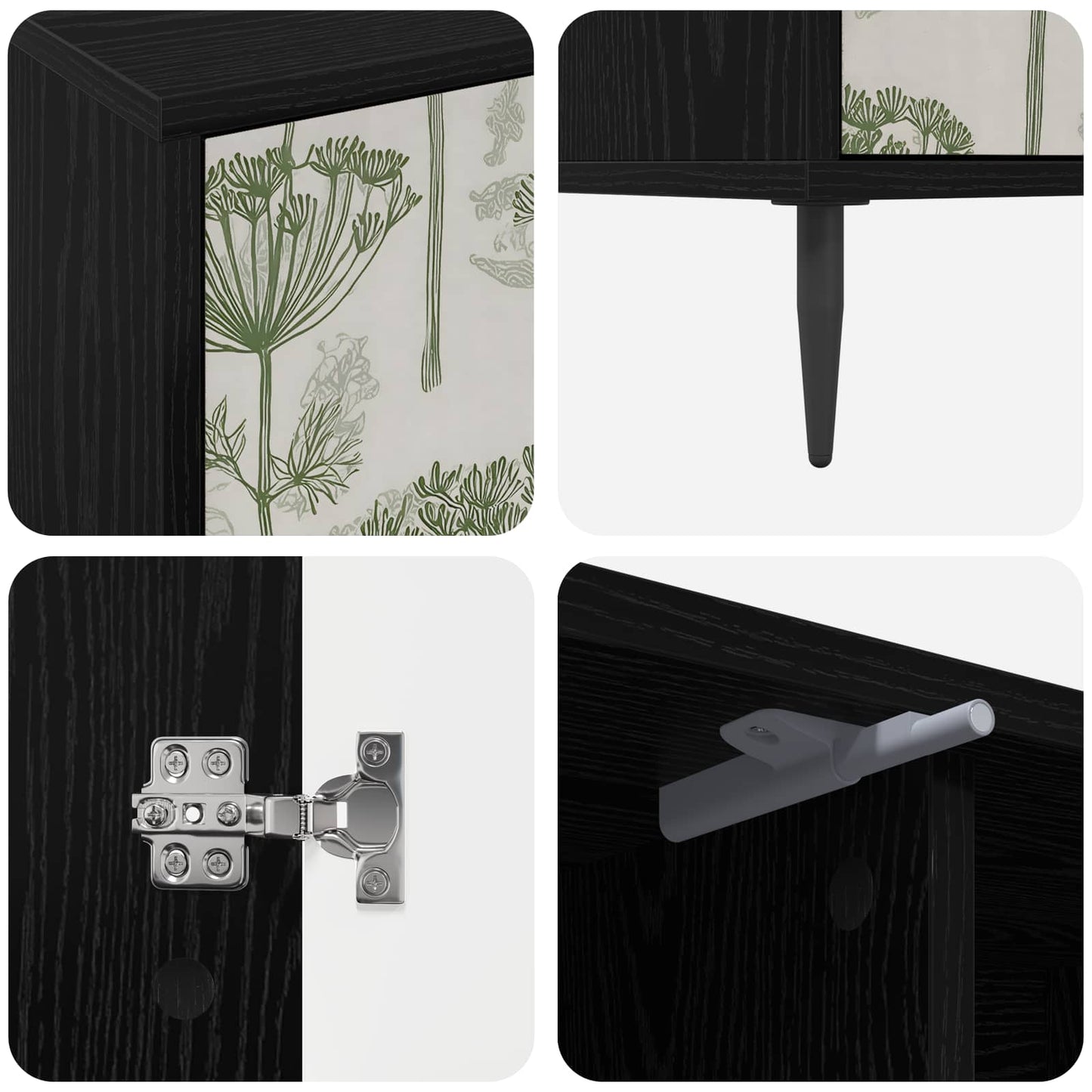 TV Cabinet GOTHA 102 x 33 x 51 cm Black Oak Engineered Wood