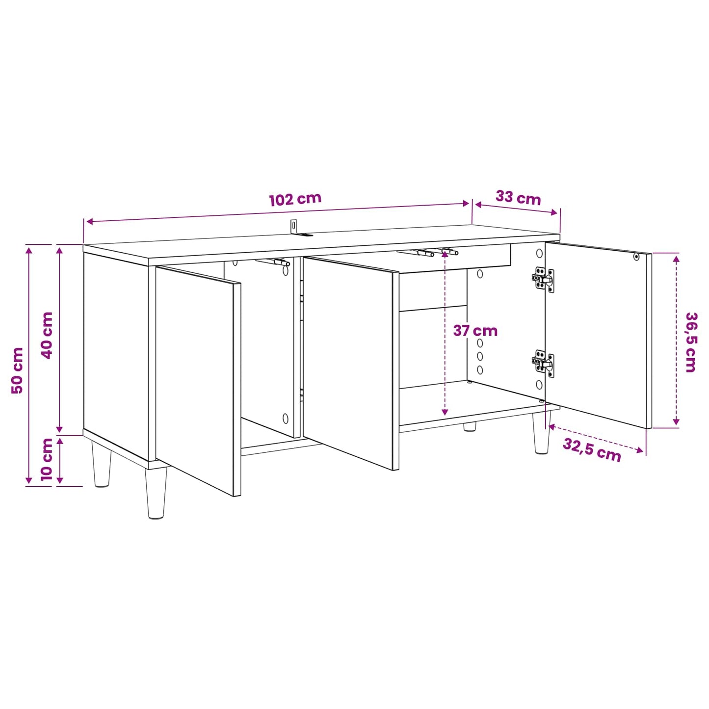 TV Cabinet ESSEN 102 x 33 x 50 cm Sonoma Engineered Wood