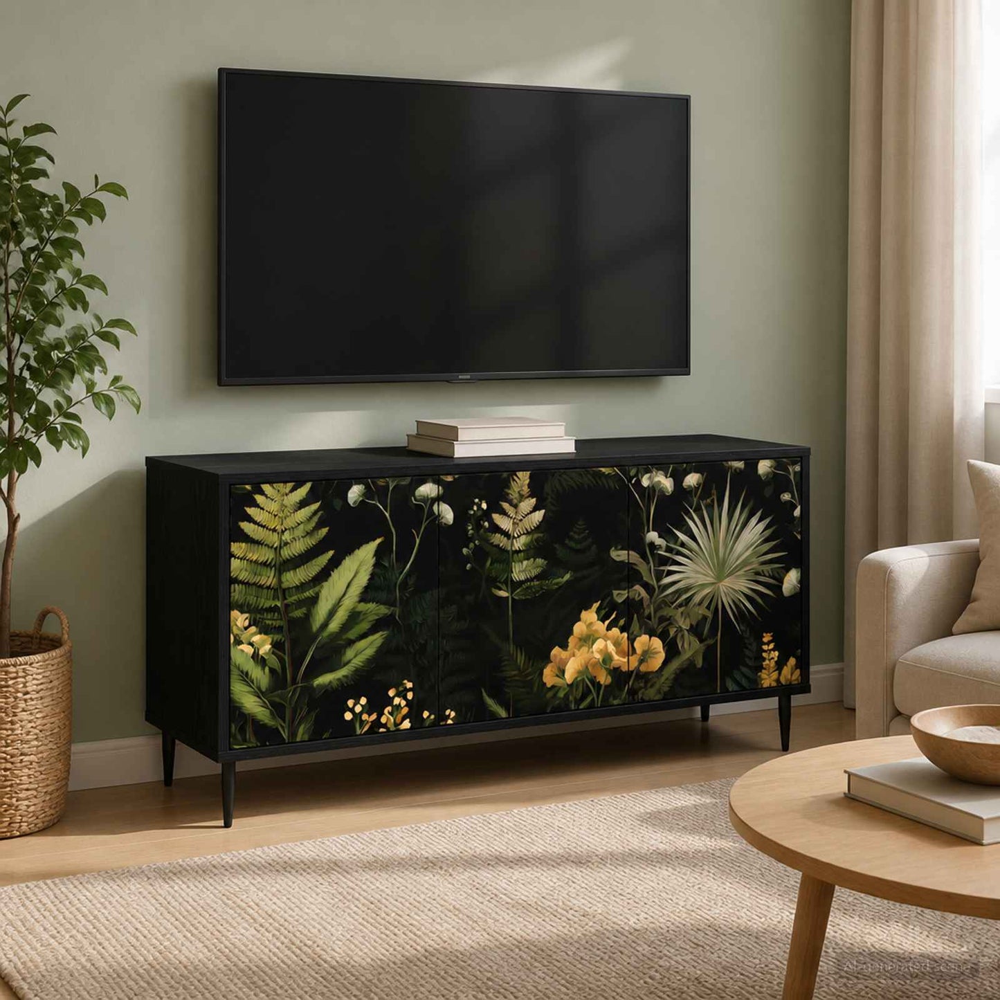 TV Cabinet RHENEN 102 x 33 x 51 cm Black Oak Engineered Wood