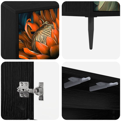 TV Cabinet LOCHEM 102 x 33 x 51 cm Black Oak Engineered Wood