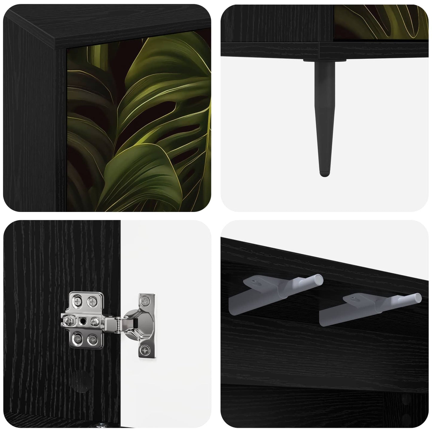 TV Cabinet ELBURG 102 x 33 x 51 cm Black Oak Engineered Wood
