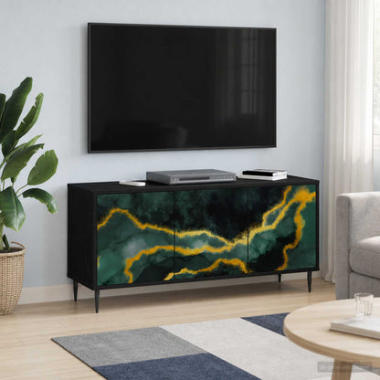 TV Cabinet WIJHE 102 x 33 x 51 cm Black Oak Engineered Wood