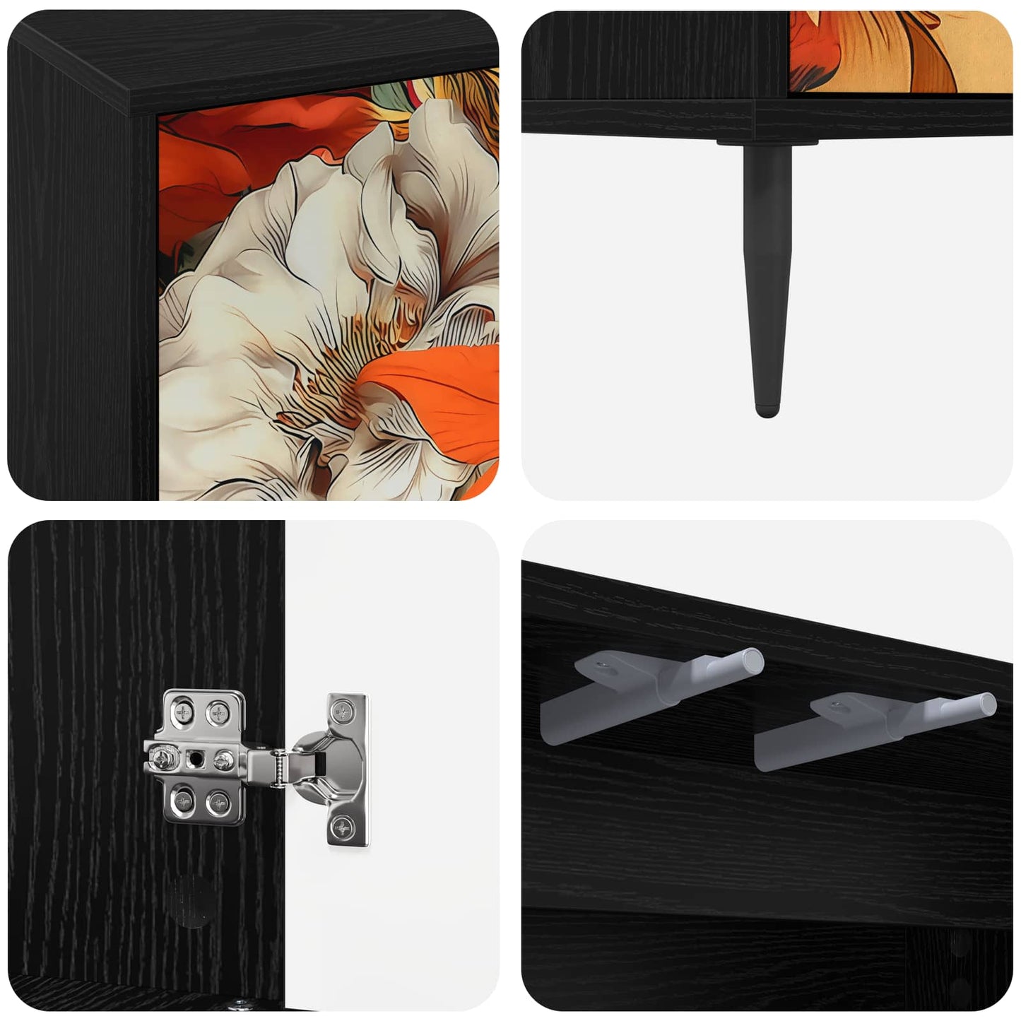 TV Cabinet GENNEP 102 x 33 x 51 cm Black Oak Engineered Wood