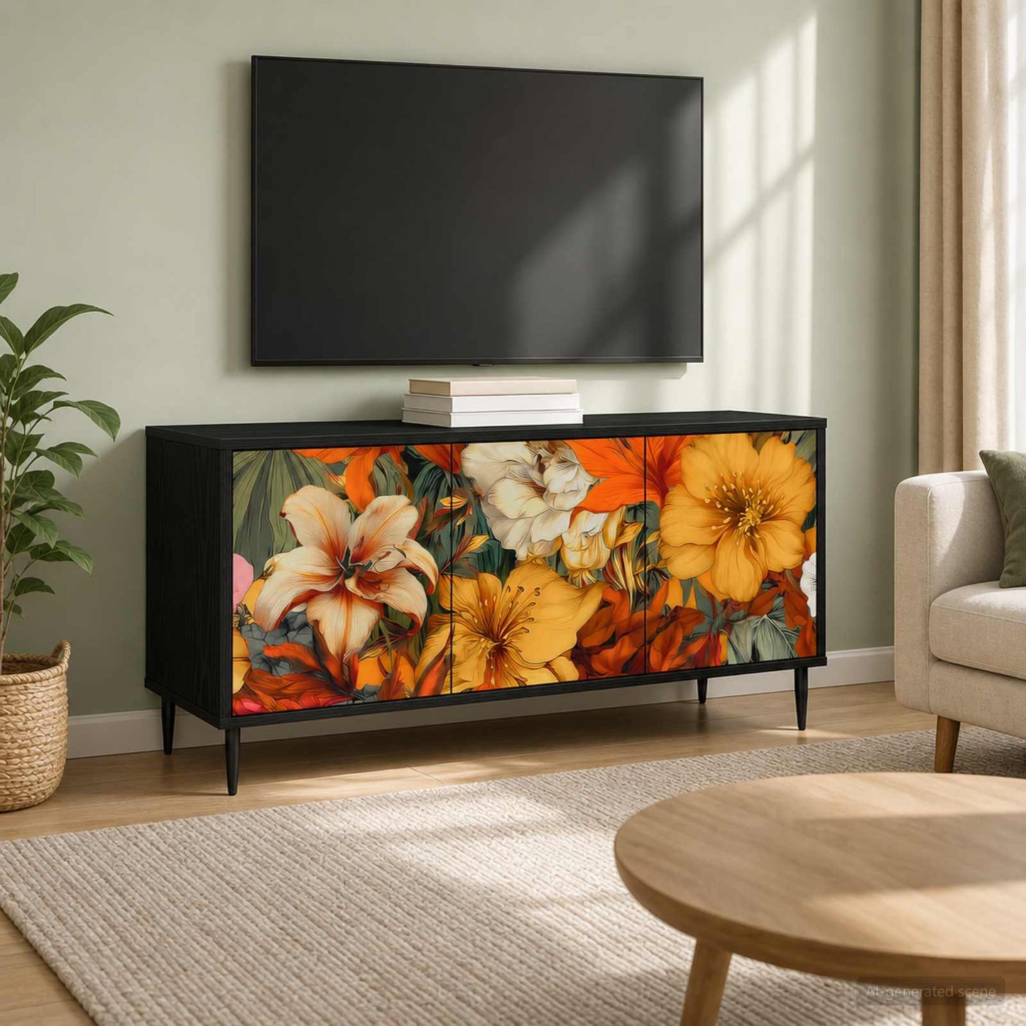 TV Cabinet GENNEP 102 x 33 x 51 cm Black Oak Engineered Wood