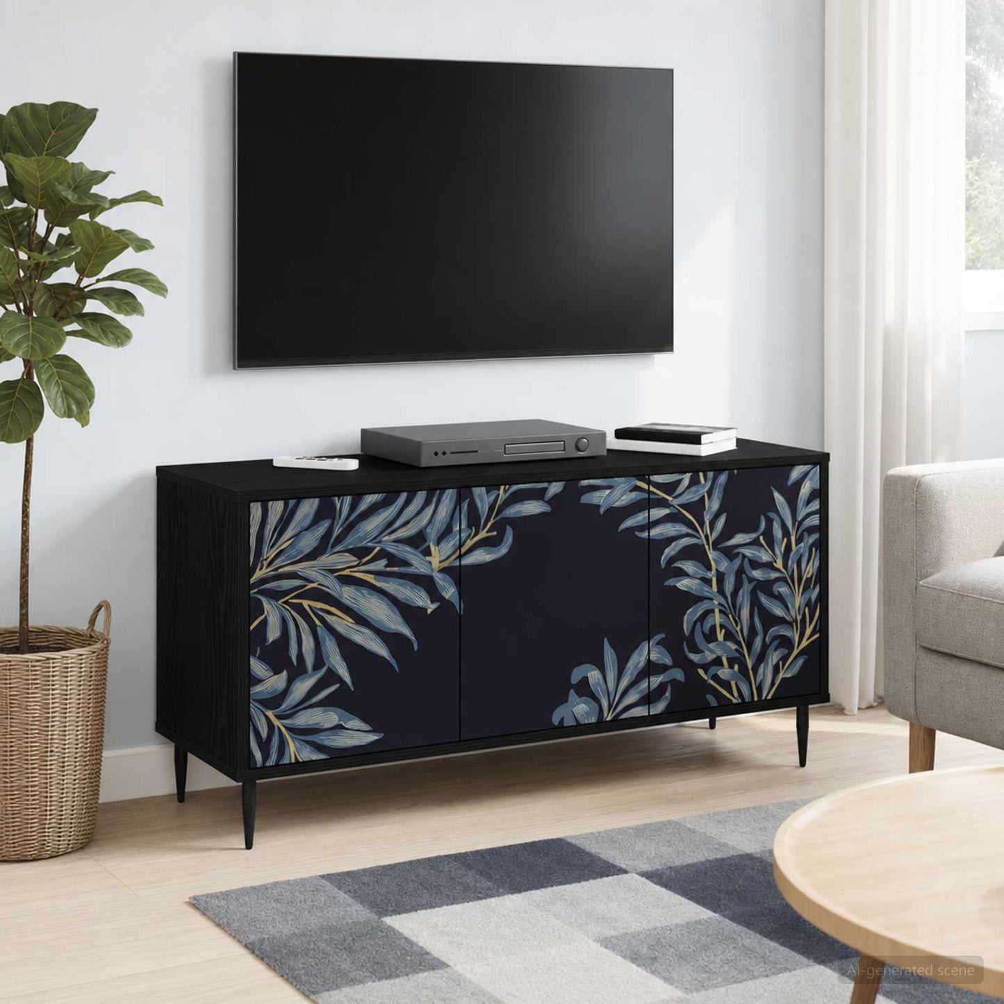 TV Cabinet DOKKUM 102 x 33 x 51 cm Black Oak Engineered Wood