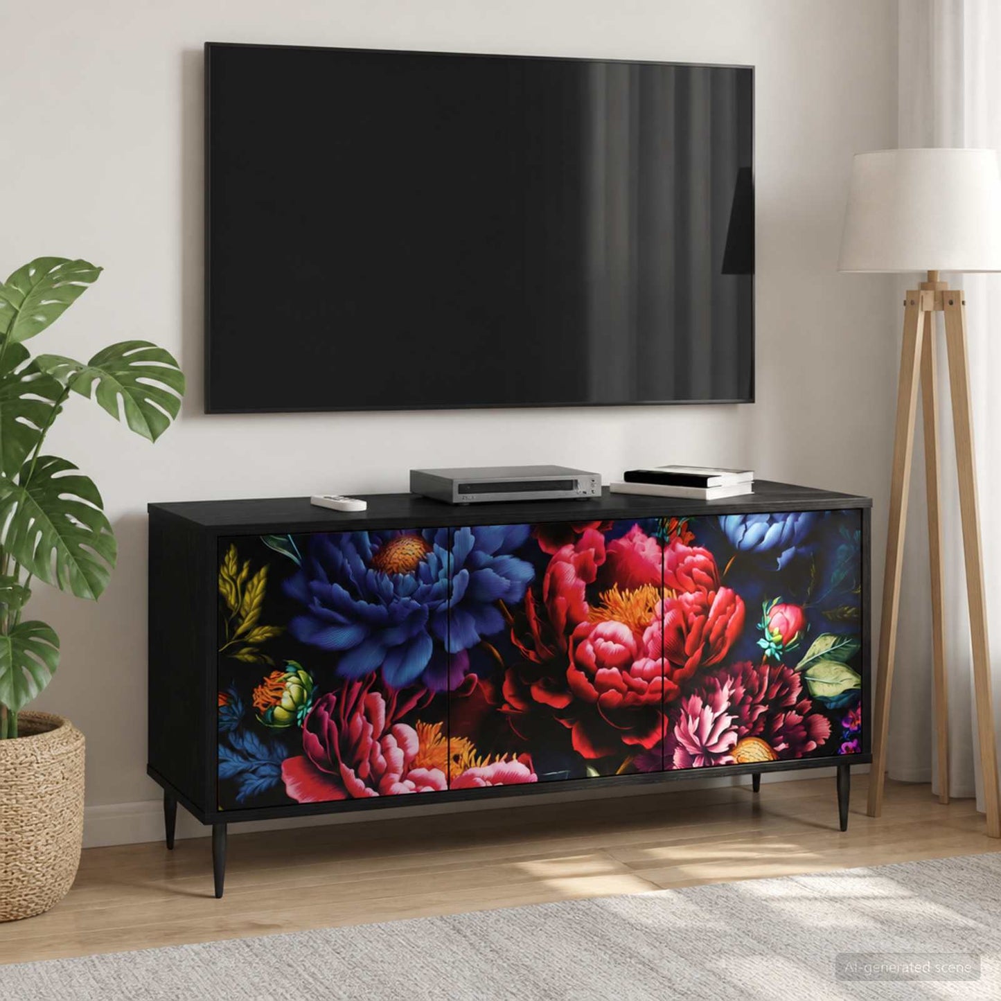TV Cabinet KIEL 102 x 33 x 51 cm Black Oak Engineered Wood
