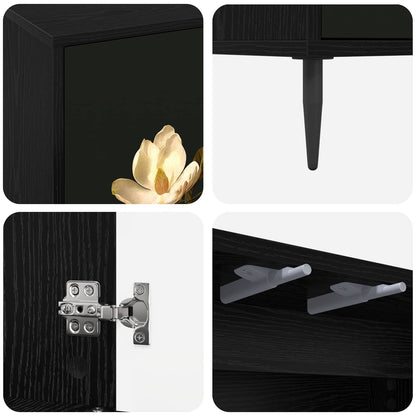 TV Cabinet BREMEN 102 x 33 x 51 cm Black Oak Engineered Wood