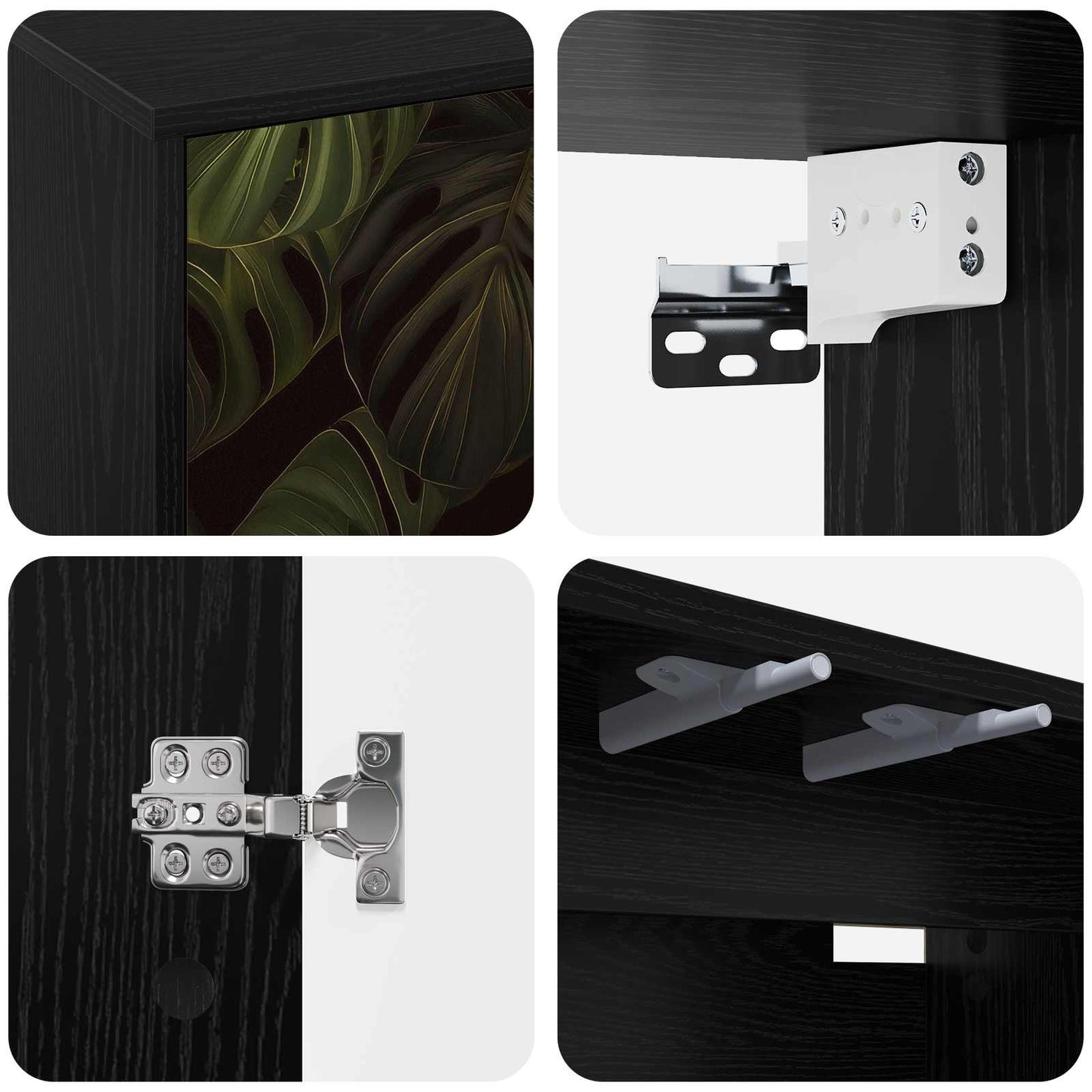 Wall-mounted TV Cabinet ELBURG 69 x 33 x 40 cm Black Oak
