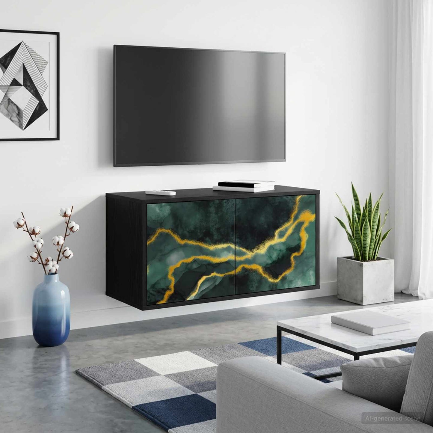 Wall-mounted TV Cabinet WIJHE 69 x 33 x 40 cm Black Oak