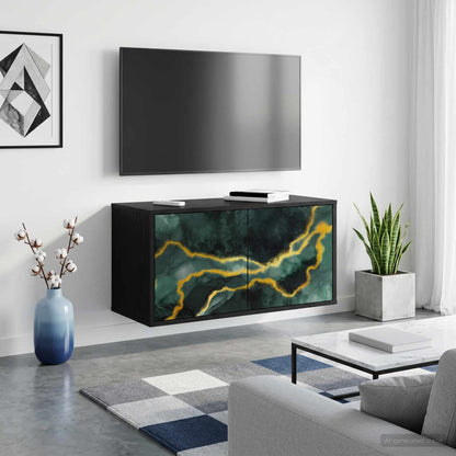 Wall-mounted TV Cabinet WIJHE 69 x 33 x 40 cm Black Oak