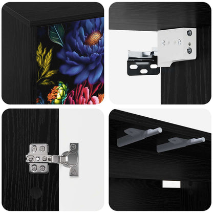 Wall-mounted TV Cabinet KIEL 69 x 33 x 40 cm Black Oak