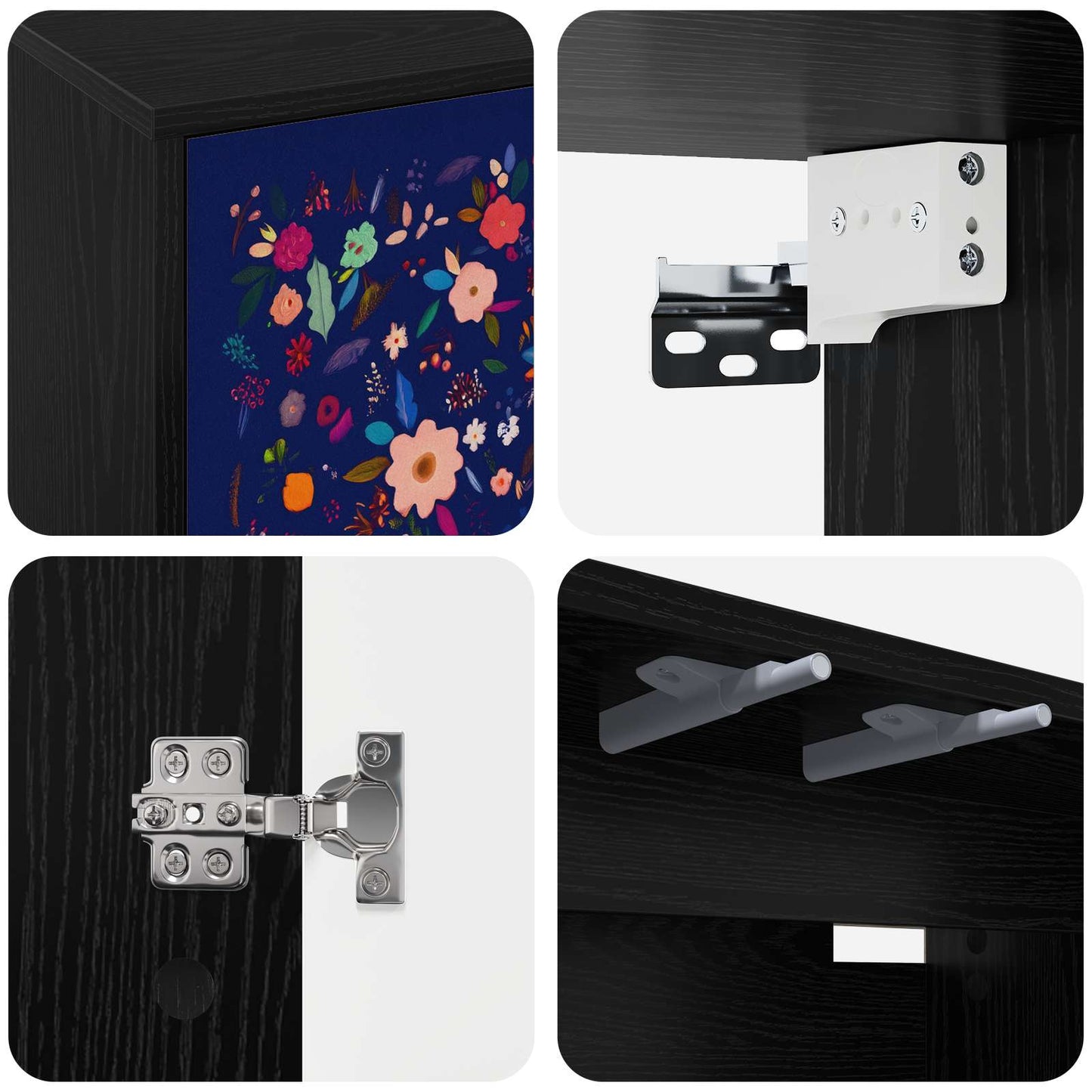 Wall-mounted TV Cabinet MAINZ 69 x 33 x 40 cm Black Oak