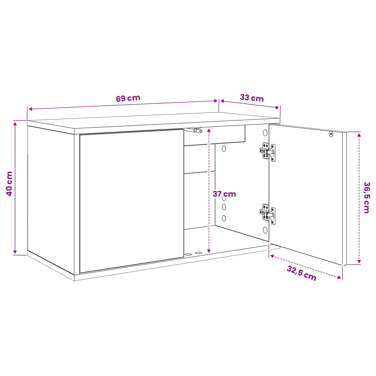 Wall-mounted TV Cabinet GOTHA 69 x 33 x 40 cm Black Oak