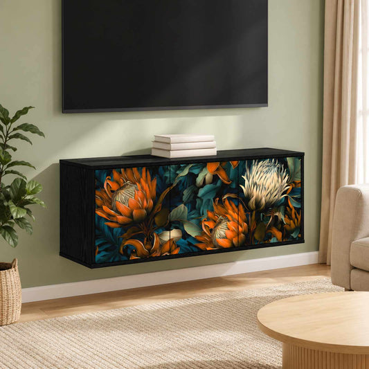 Wall-mounted TV Cabinet LOCHEM 102 x 33 x 40 cm Black Oak