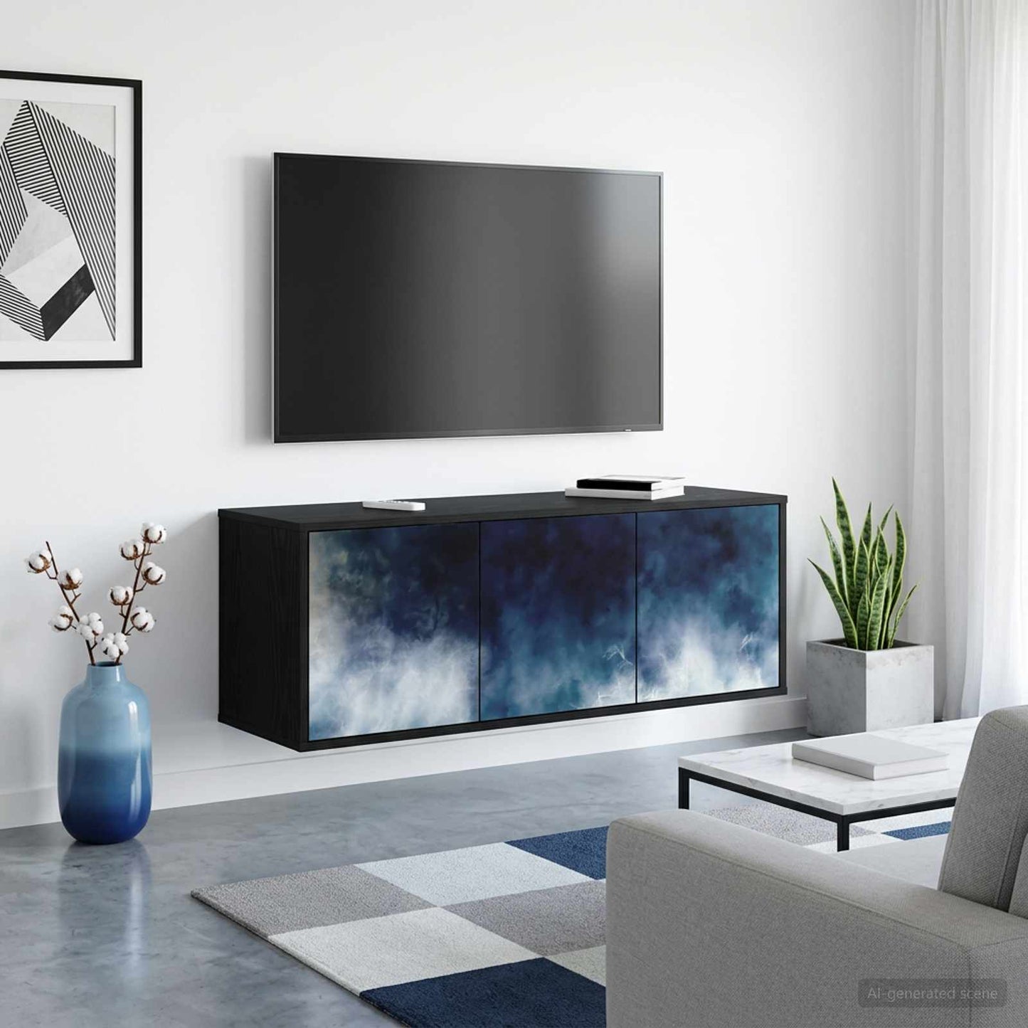 Wall-mounted TV Cabinet RAALTE 102 x 33 x 40 cm Black Oak