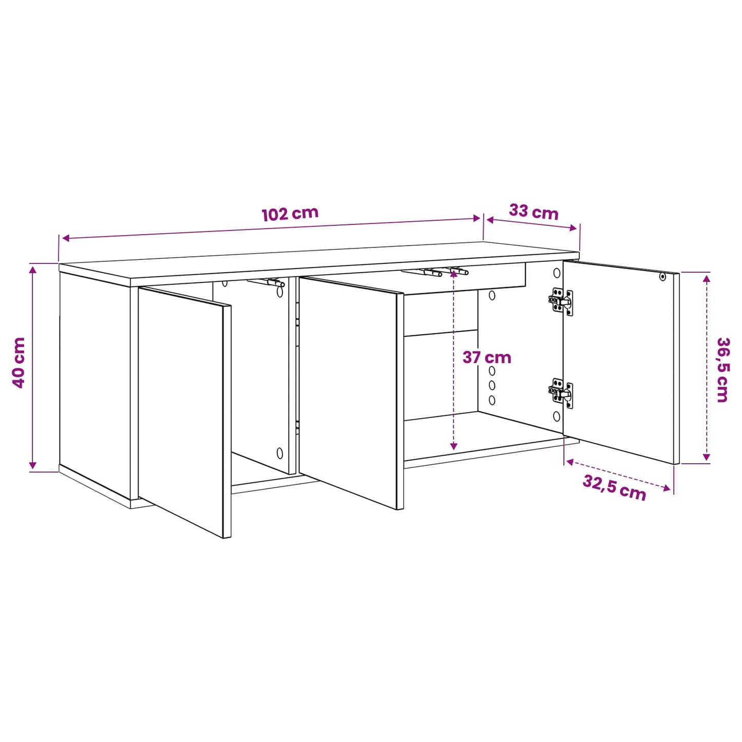 Wall-mounted TV Cabinet RAALTE 102 x 33 x 40 cm Black Oak