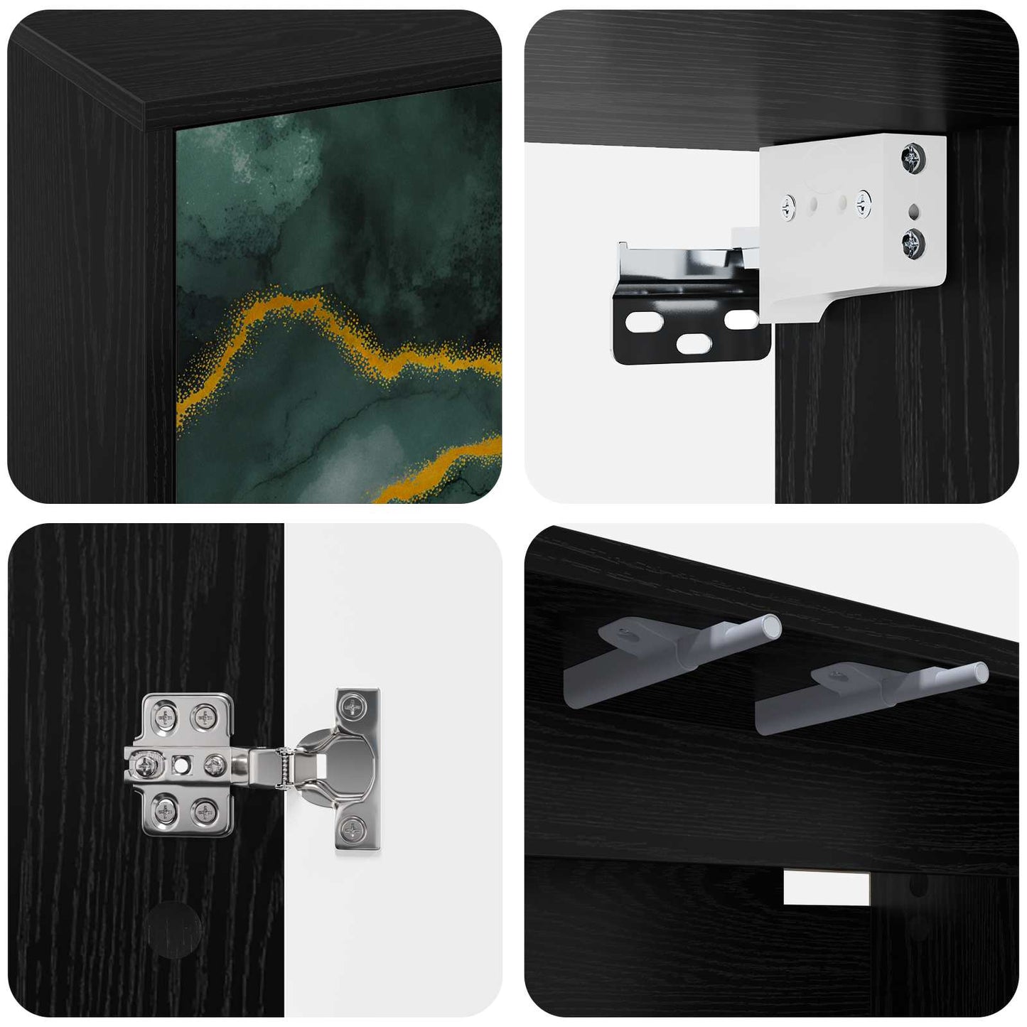 Wall-mounted TV Cabinet WIJHE 102 x 33 x 40 cm Black Oak
