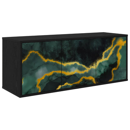 Wall-mounted TV Cabinet WIJHE 102 x 33 x 40 cm Black Oak