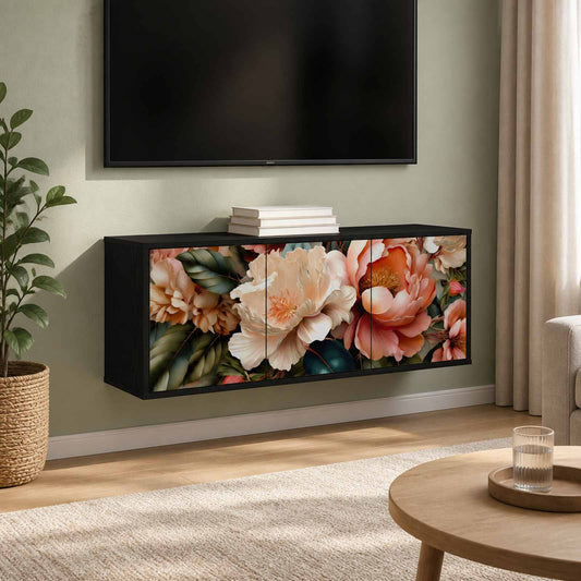 Wall-mounted TV Cabinet BORNE 102 x 33 x 40 cm Black Oak