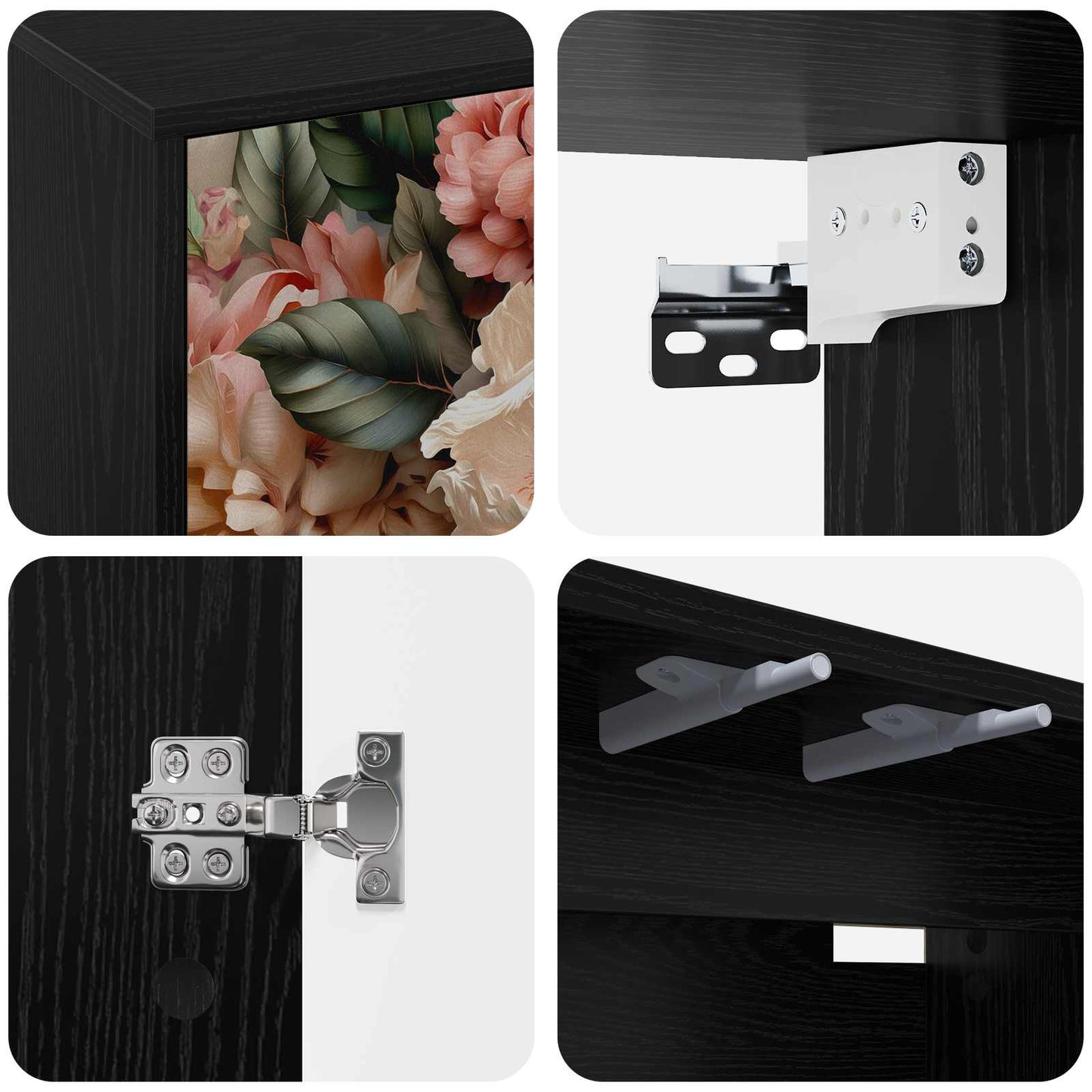 Wall-mounted TV Cabinet BORNE 102 x 33 x 40 cm Black Oak