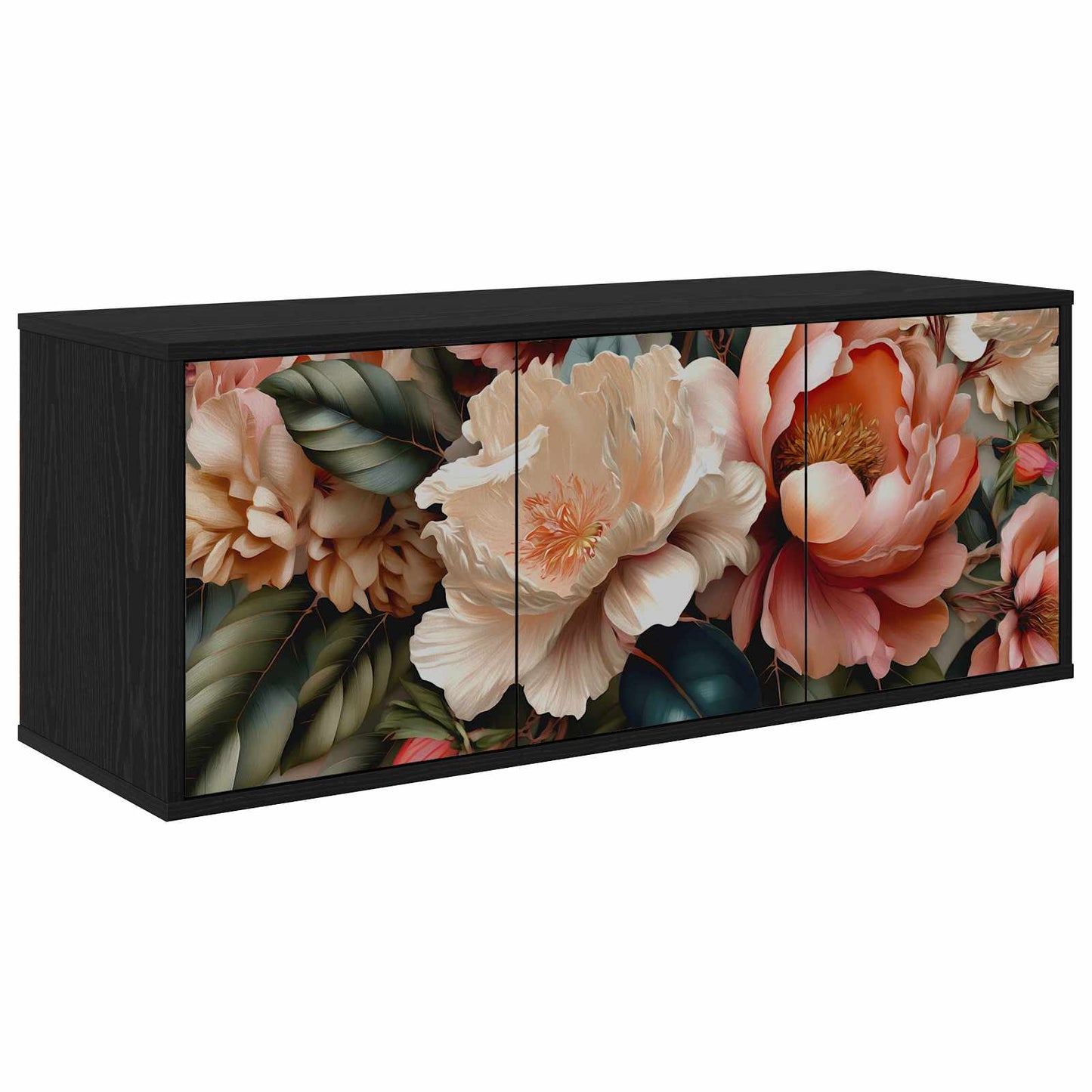 Wall-mounted TV Cabinet BORNE 102 x 33 x 40 cm Black Oak