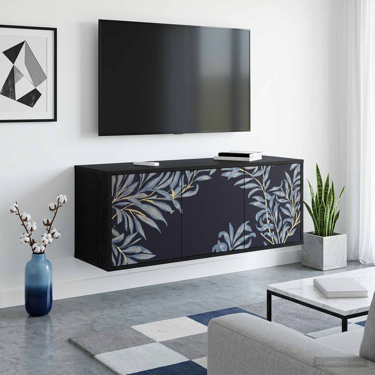 Wall-mounted TV Cabinet DOKKUM 102 x 33 x 40 cm Black Oak