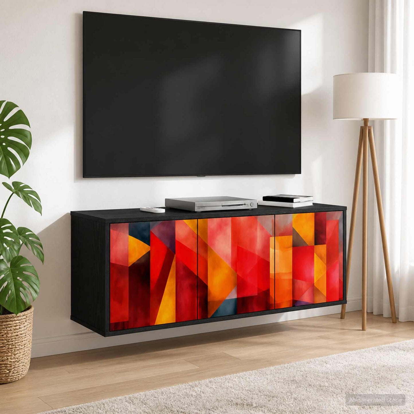 Wall-mounted TV Cabinet HEESCH 102 x 33 x 40 cm Black Oak