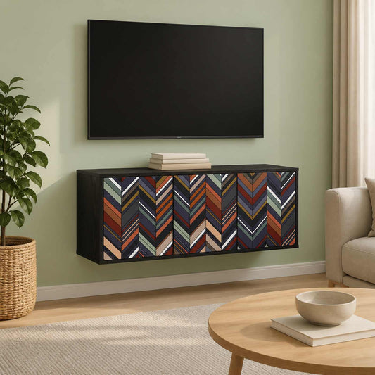 Wall-mounted TV Cabinet OMMEN 102 x 33 x 40 cm Black Oak