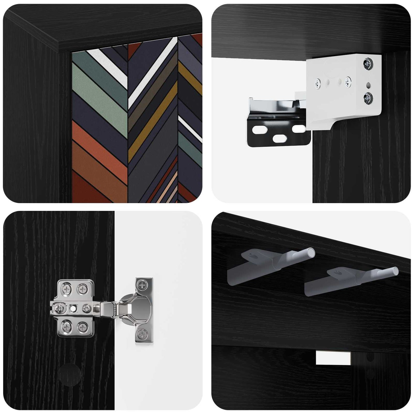 Wall-mounted TV Cabinet OMMEN 102 x 33 x 40 cm Black Oak