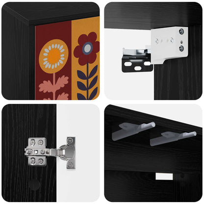 Wall-mounted TV Cabinet ESSEN 102 x 33 x 40 cm Black Oak