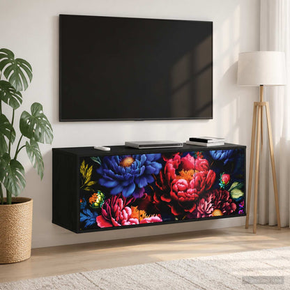 Wall-mounted TV Cabinet KIEL 102 x 33 x 40 cm Black Oak