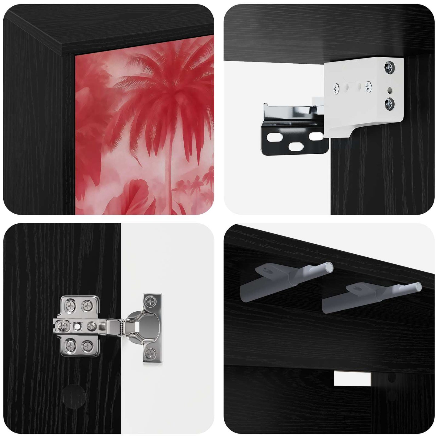 Wall-mounted TV Cabinet AACHEN 102 x 33 x 40 cm Black Oak